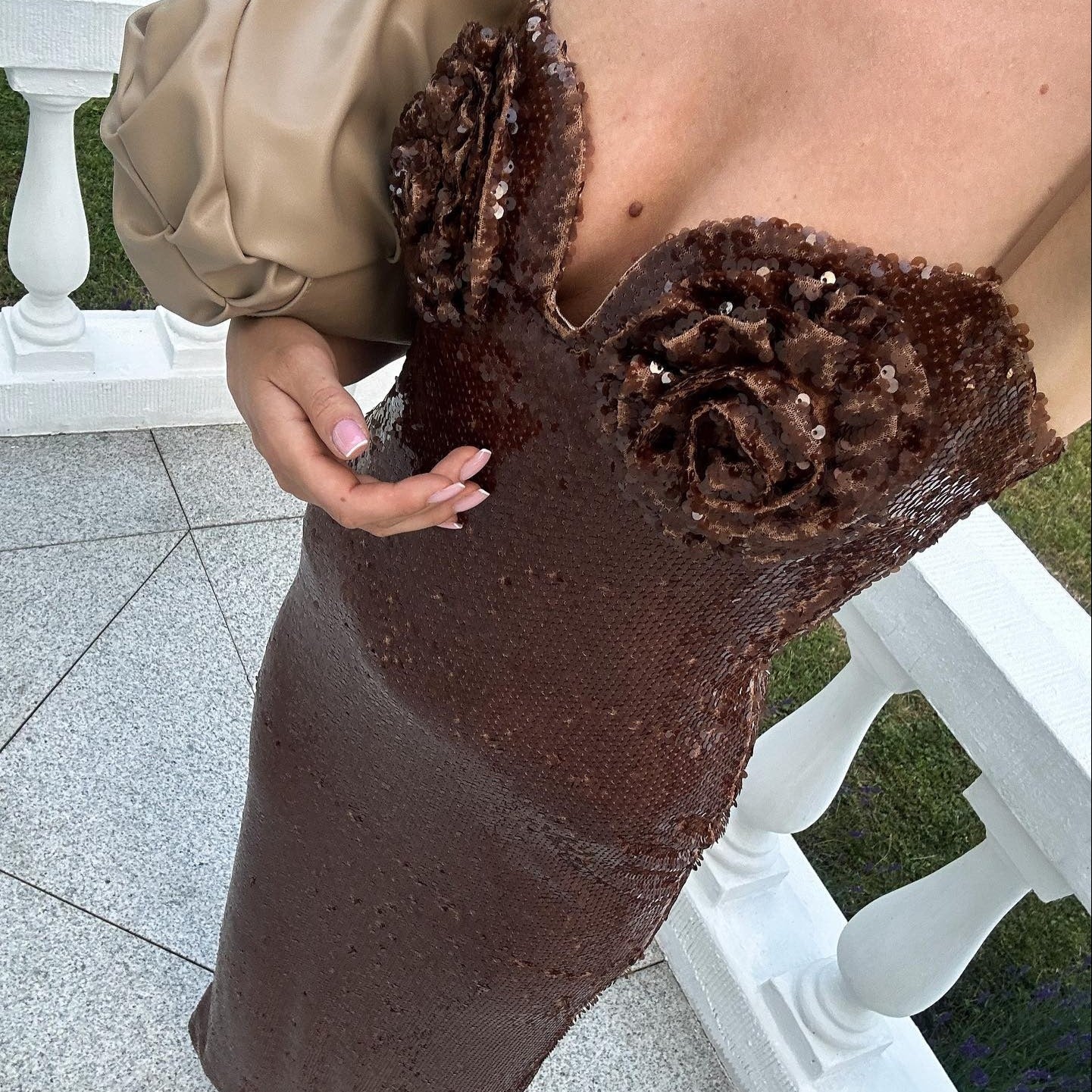 Sequin Ruched Bodycon Maxi Dress