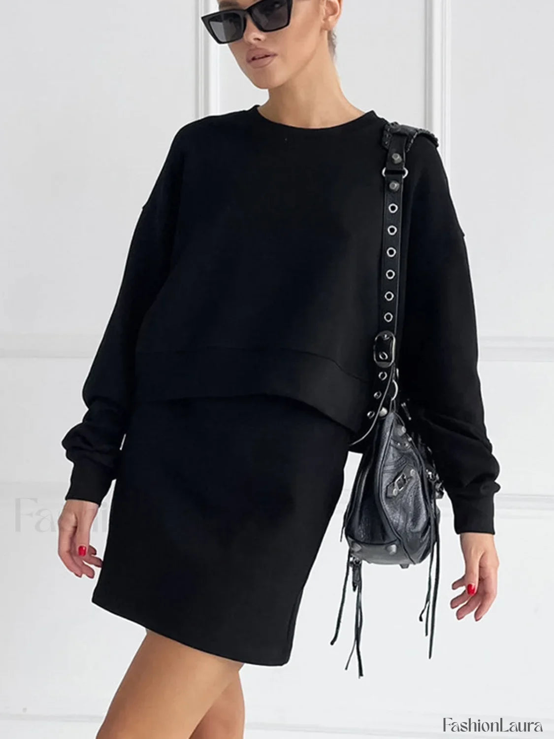 On The Go Trendy Two Piece Skirt Set