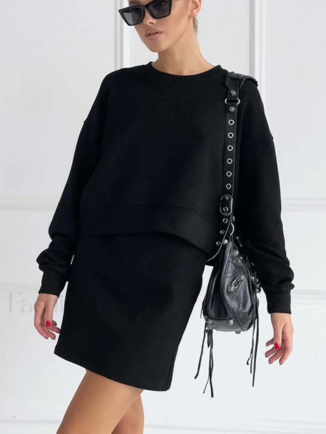 On The Go Trendy Two Piece Skirt Set