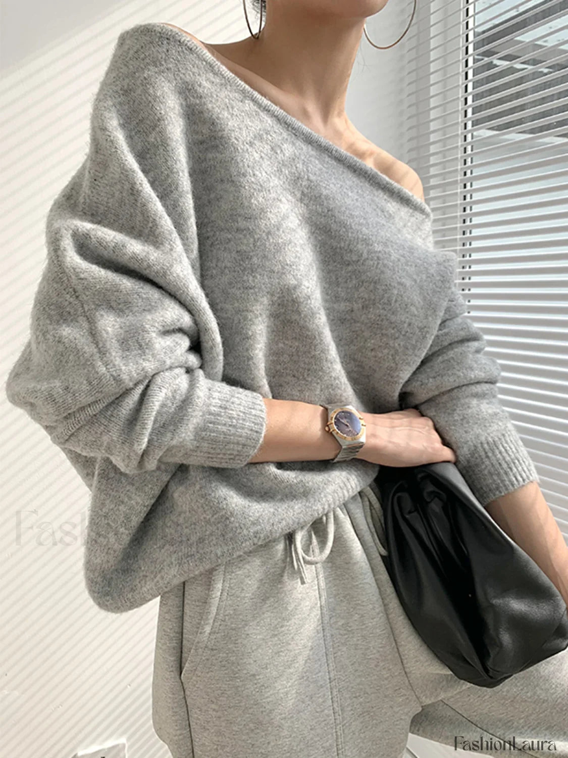 One Shoulder Asymmetric Sweater
