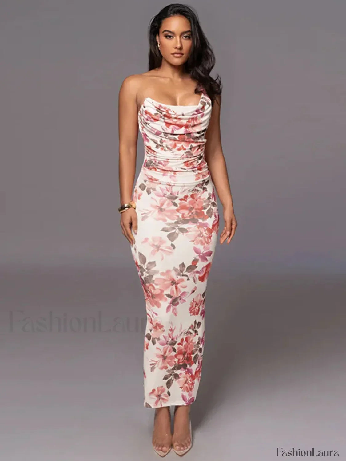 One-Shoulder Bodycon Floral Dress