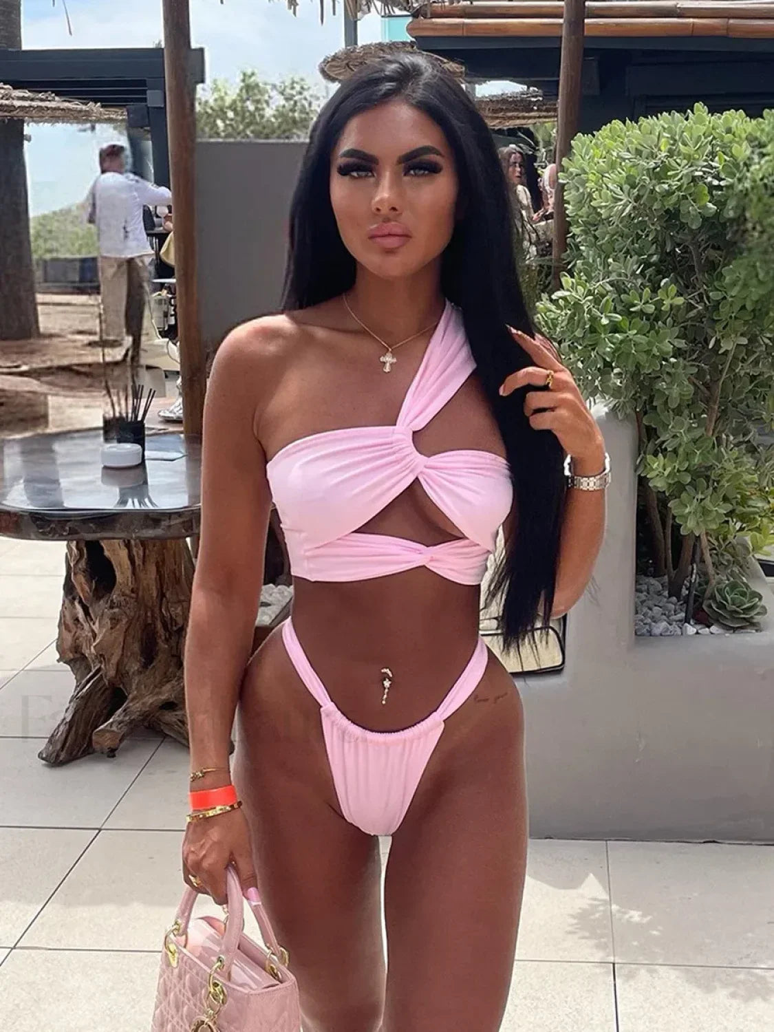 One-Shoulder Hollow Cover-Up Three Piece Set