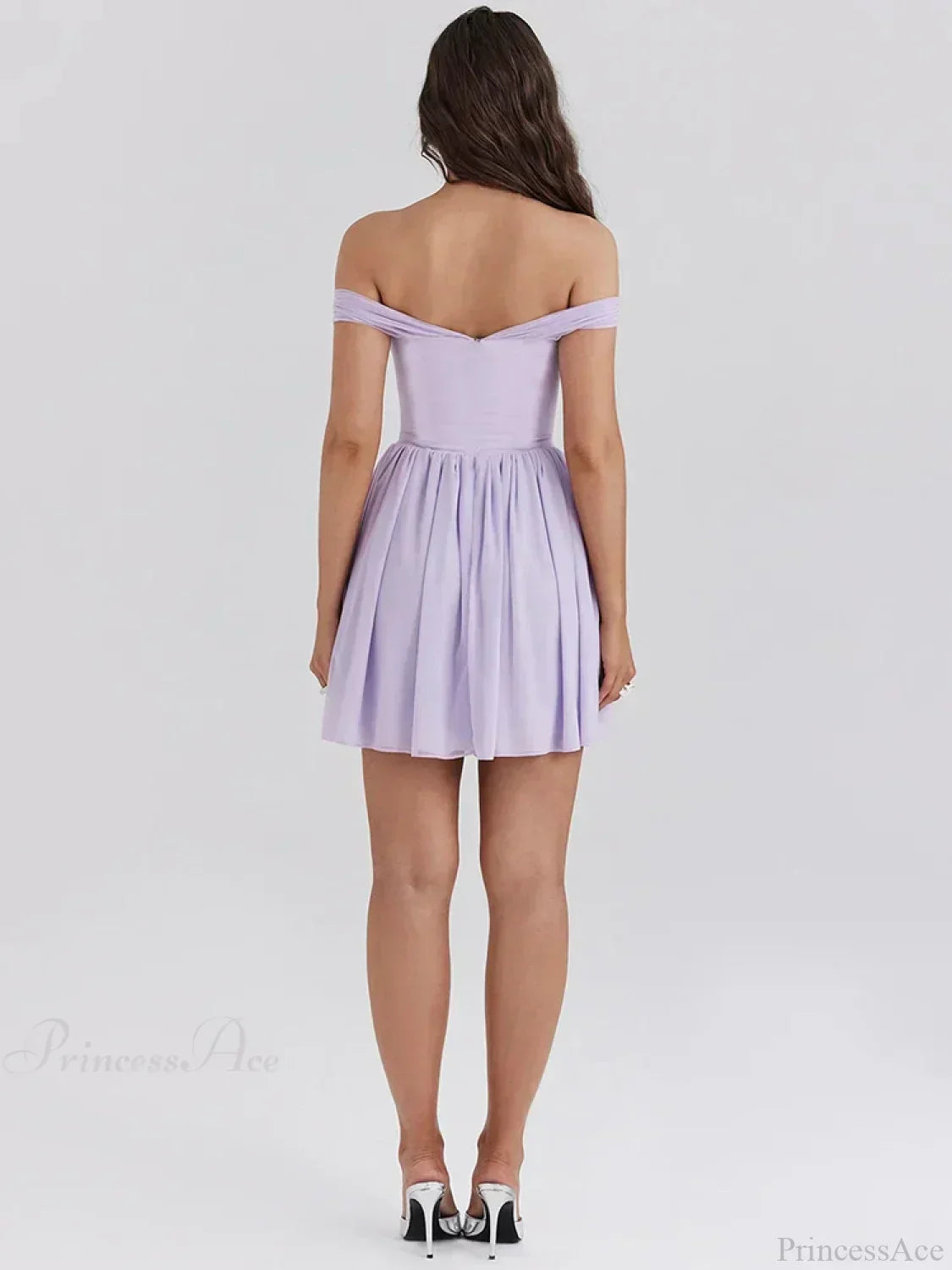 Off Shoulder Chiffon Bow Front Corset Drop Waist Ruched Mini Dress 5