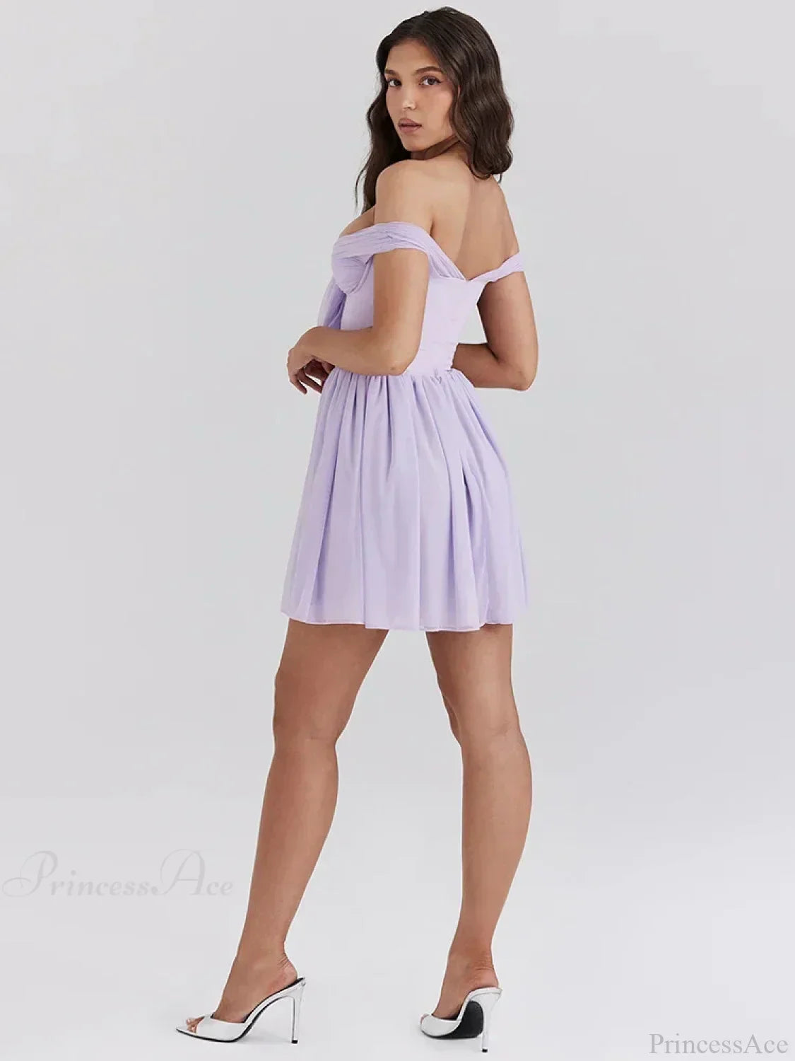 One-Shoulder Mesh Pleated Mini Dress - View 4