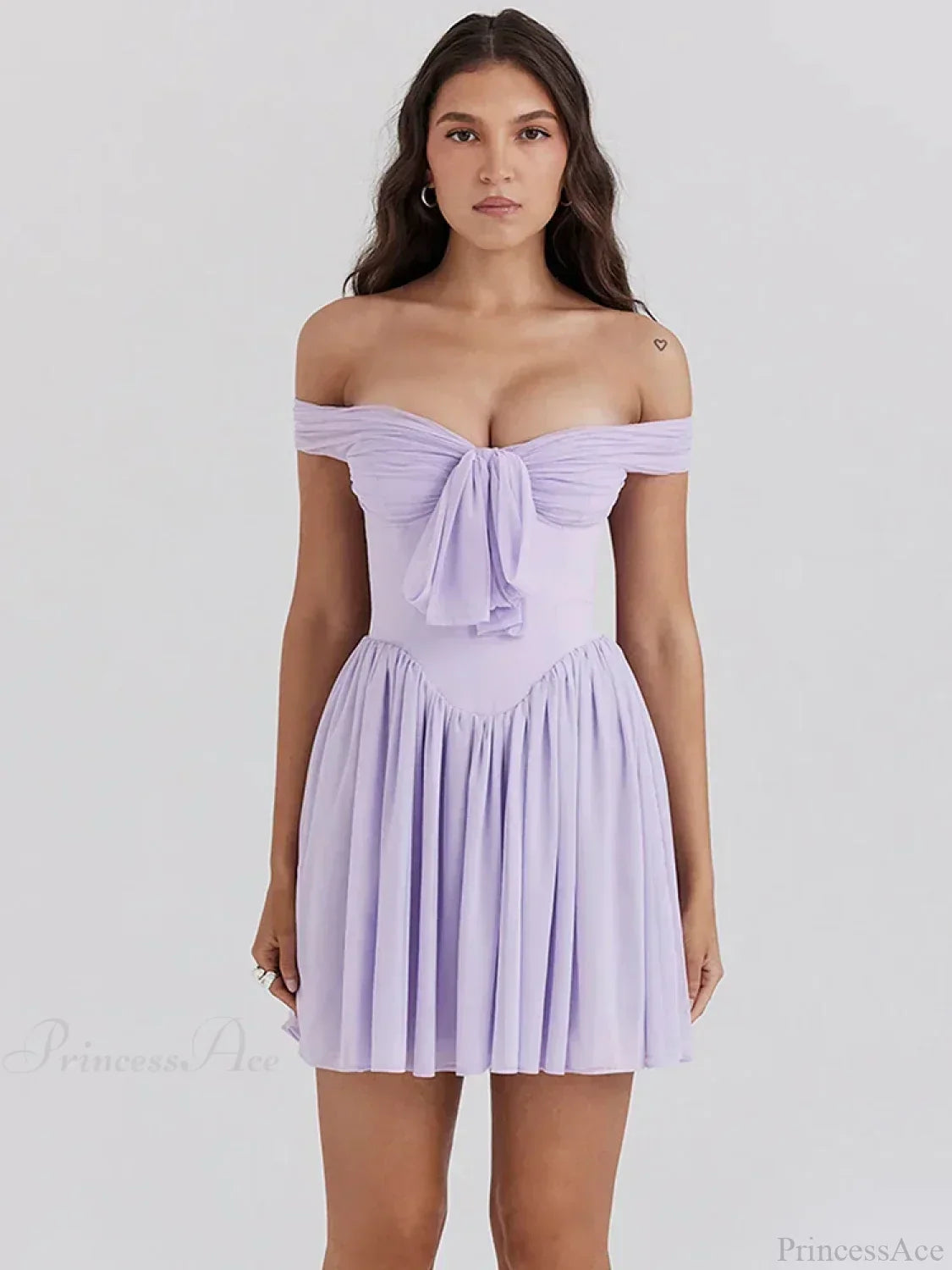 One-Shoulder Mesh Pleated Mini Dress - View 2