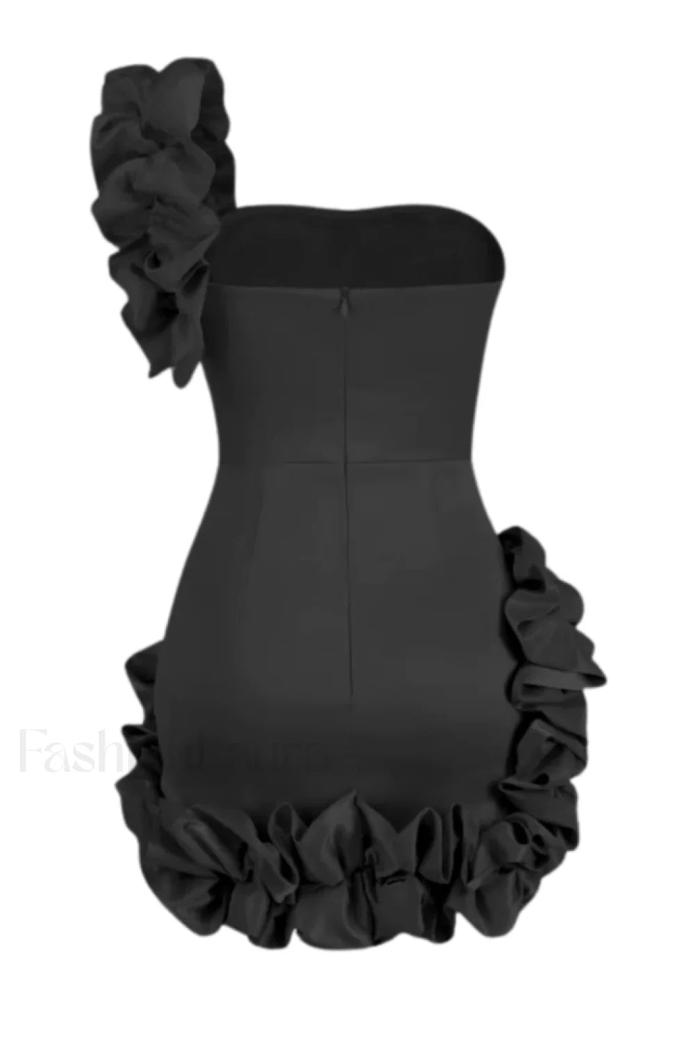 One Shoulder Ruffled Charming Sheath Mini Dress