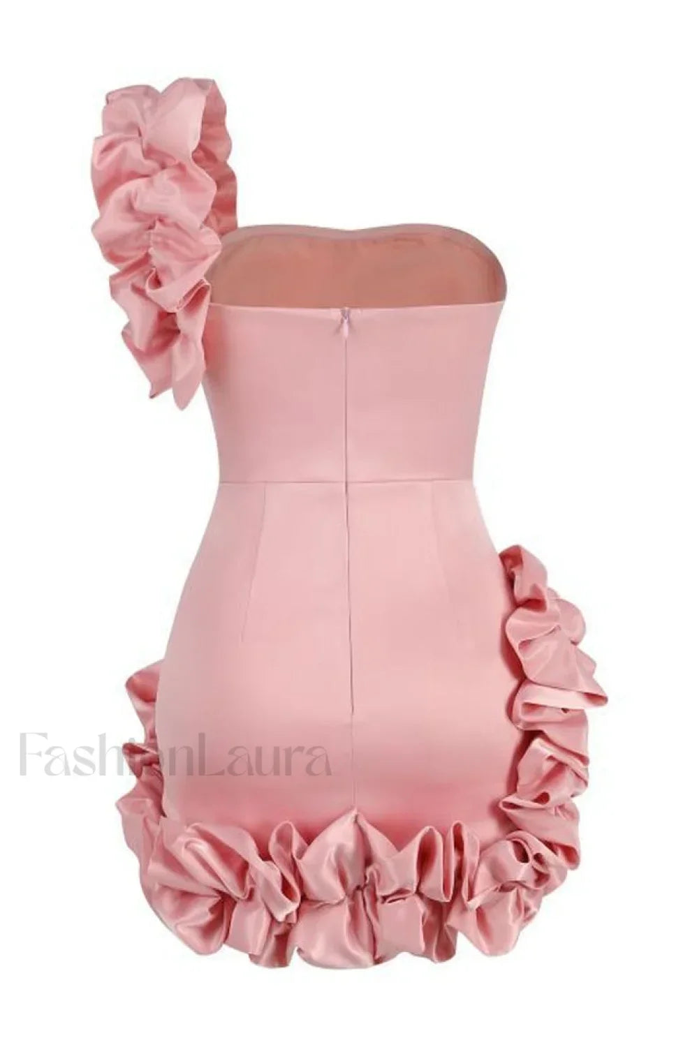 One Shoulder Ruffled Charming Sheath Mini Dress