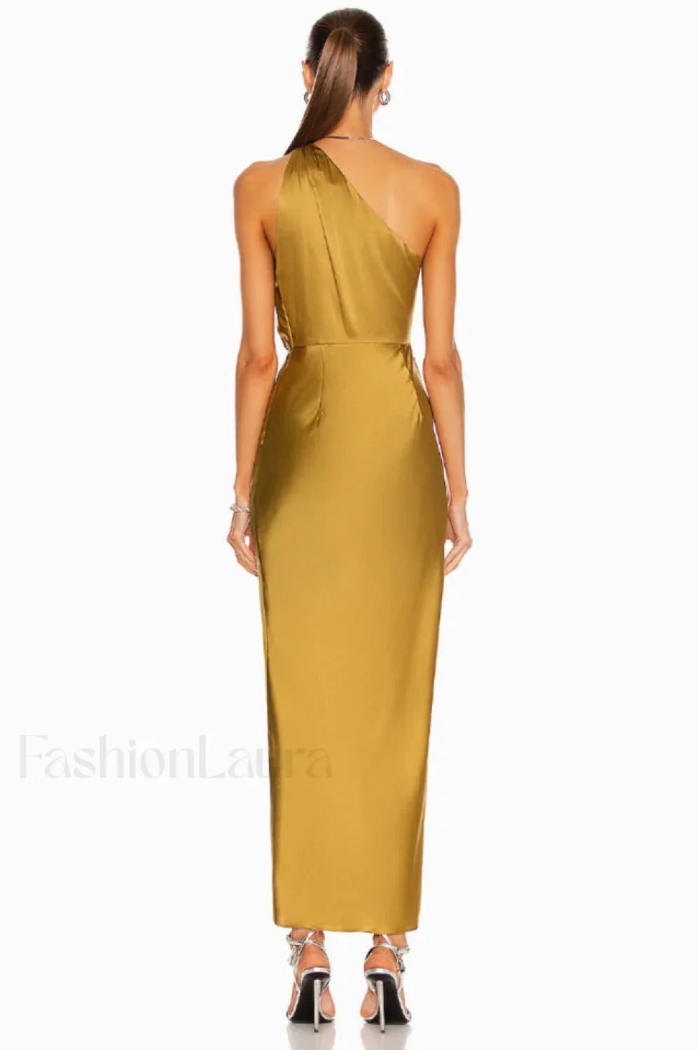 One Shoulder Sleeveless Charming Side Slit Dress