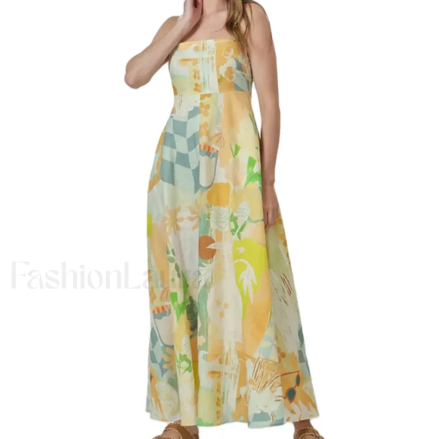 Open Back Floral Zipper Maxi Dress Yellow / S