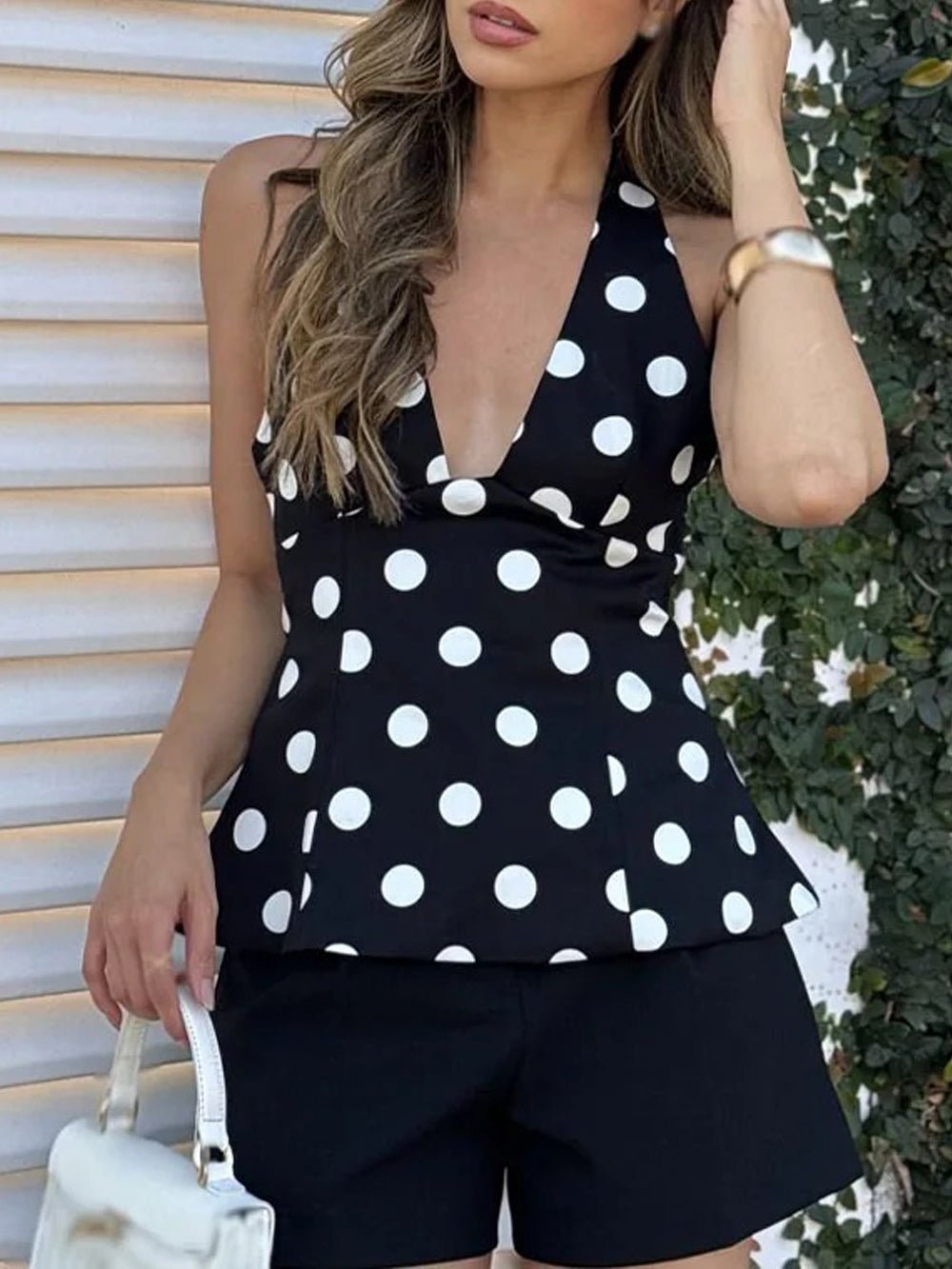 Ophelia Polka Dot Halter Blouse - Fashion Pov