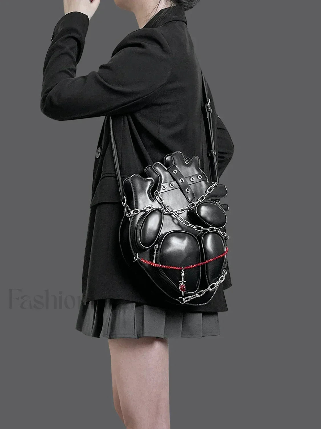 Original Metal Binding Shoulder Dark Sexy Style Heart Punk Chain Gothic Bag