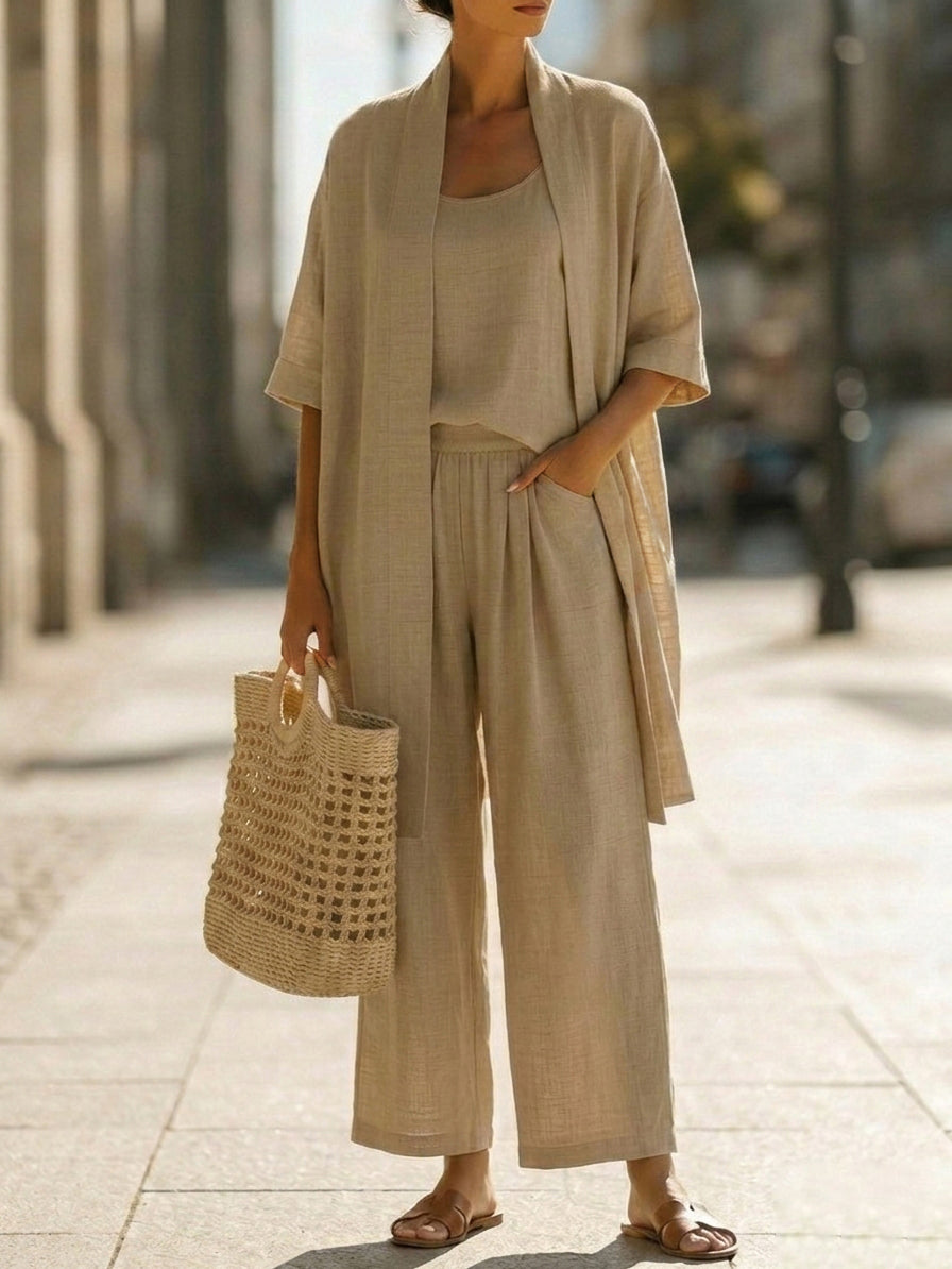 Longline Split Hem Shirt and Wide Leg Pants Two Piece Set