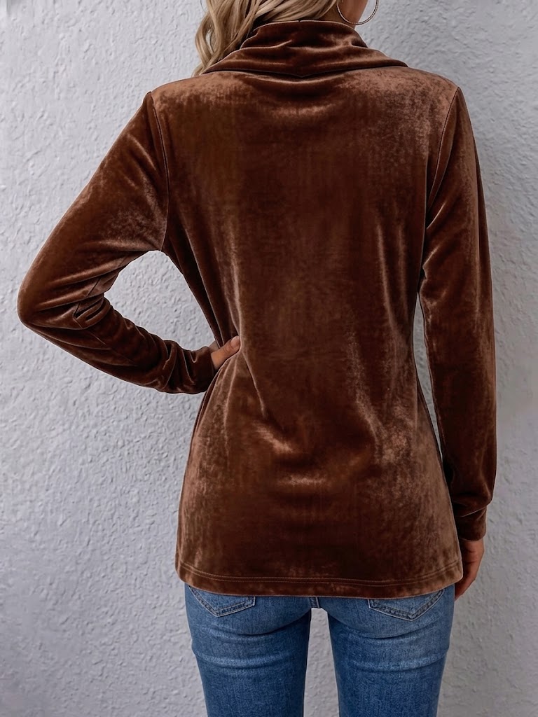 Open Front Flap Pocket Button Velvet Jacket