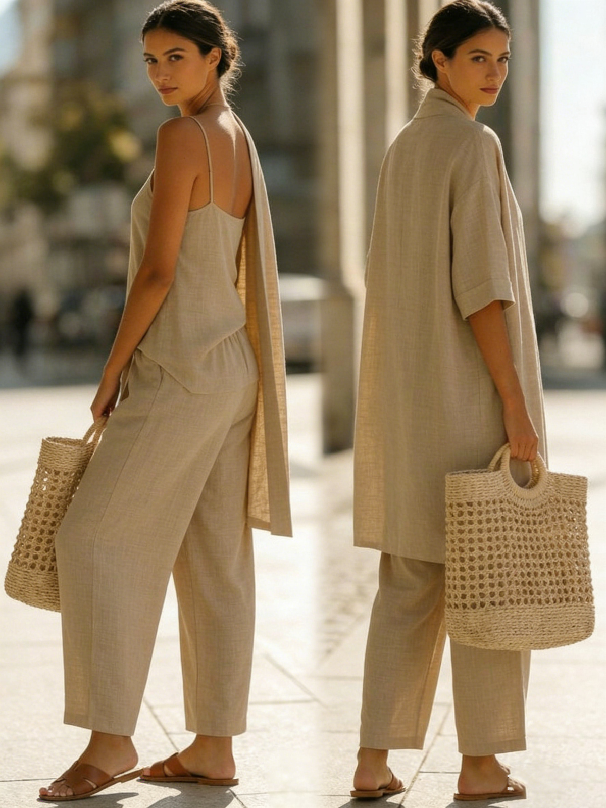Longline Split Hem Shirt and Wide Leg Pants Two Piece Set