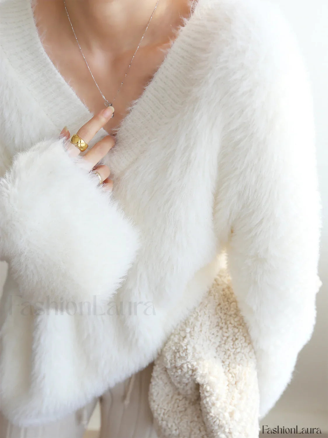 Oversized Fuzzy V-neck Sweater