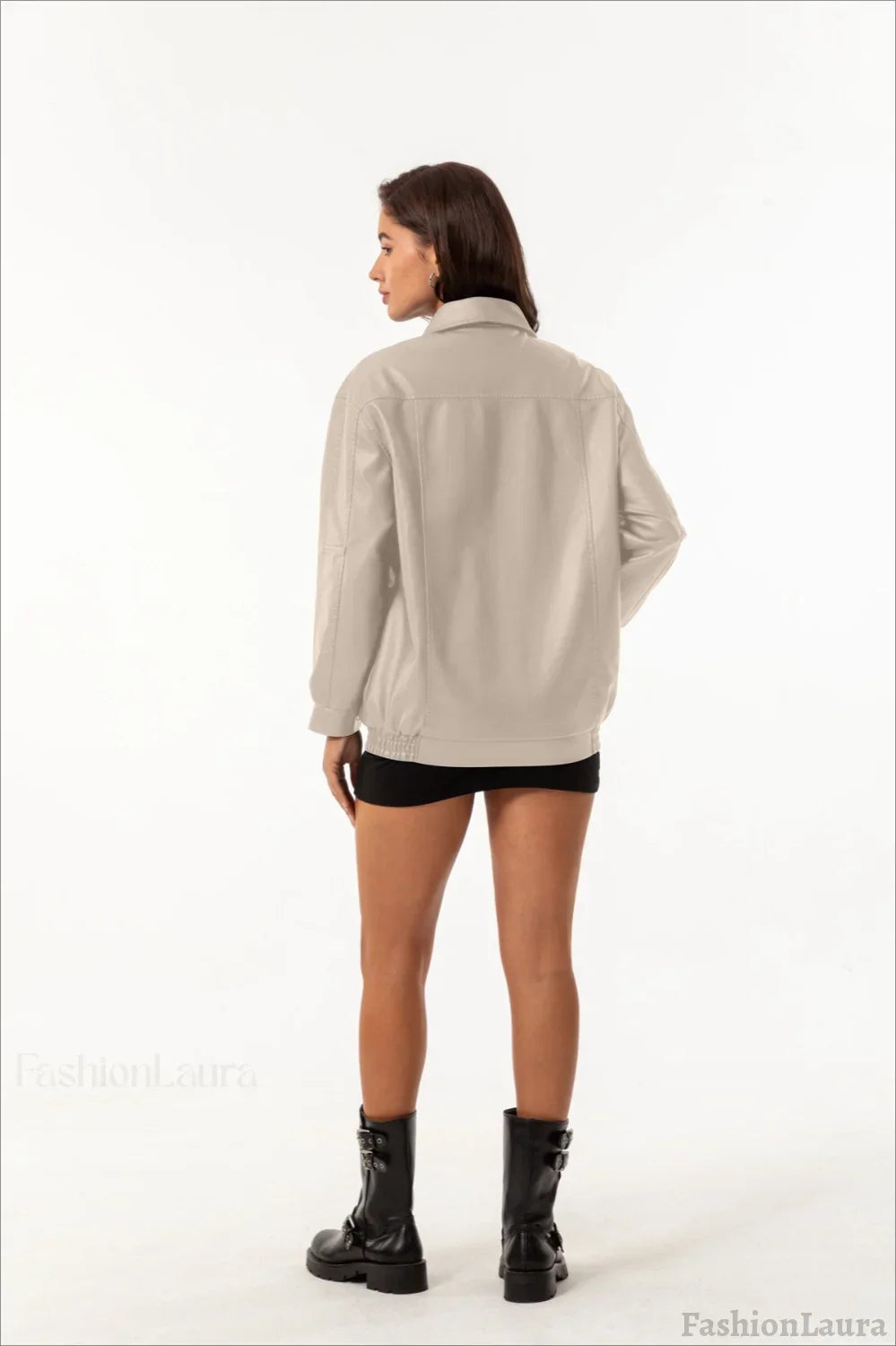 Oversized Lapel Leather Jacket