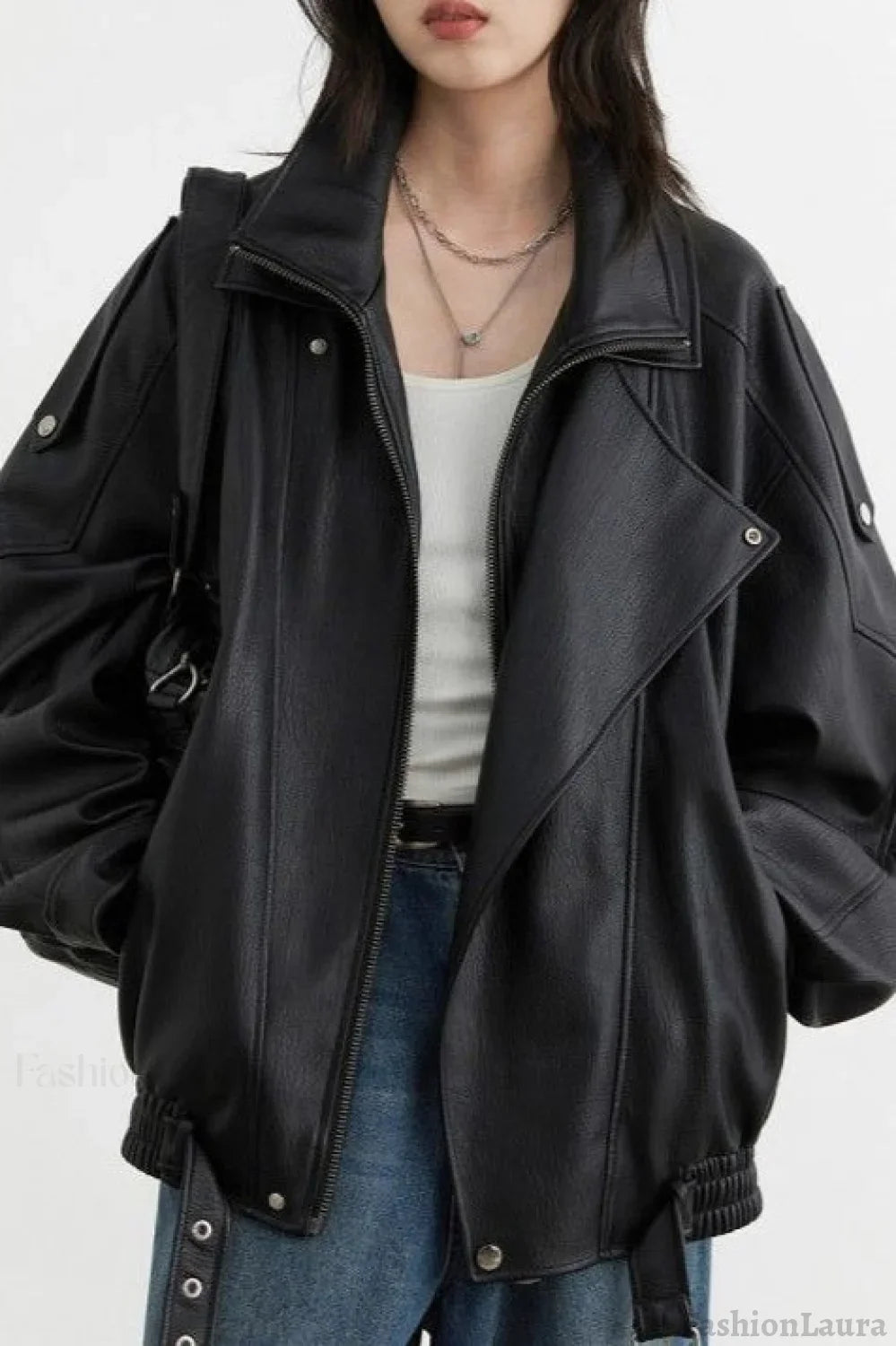 Oversized Moto Leather Jacket
