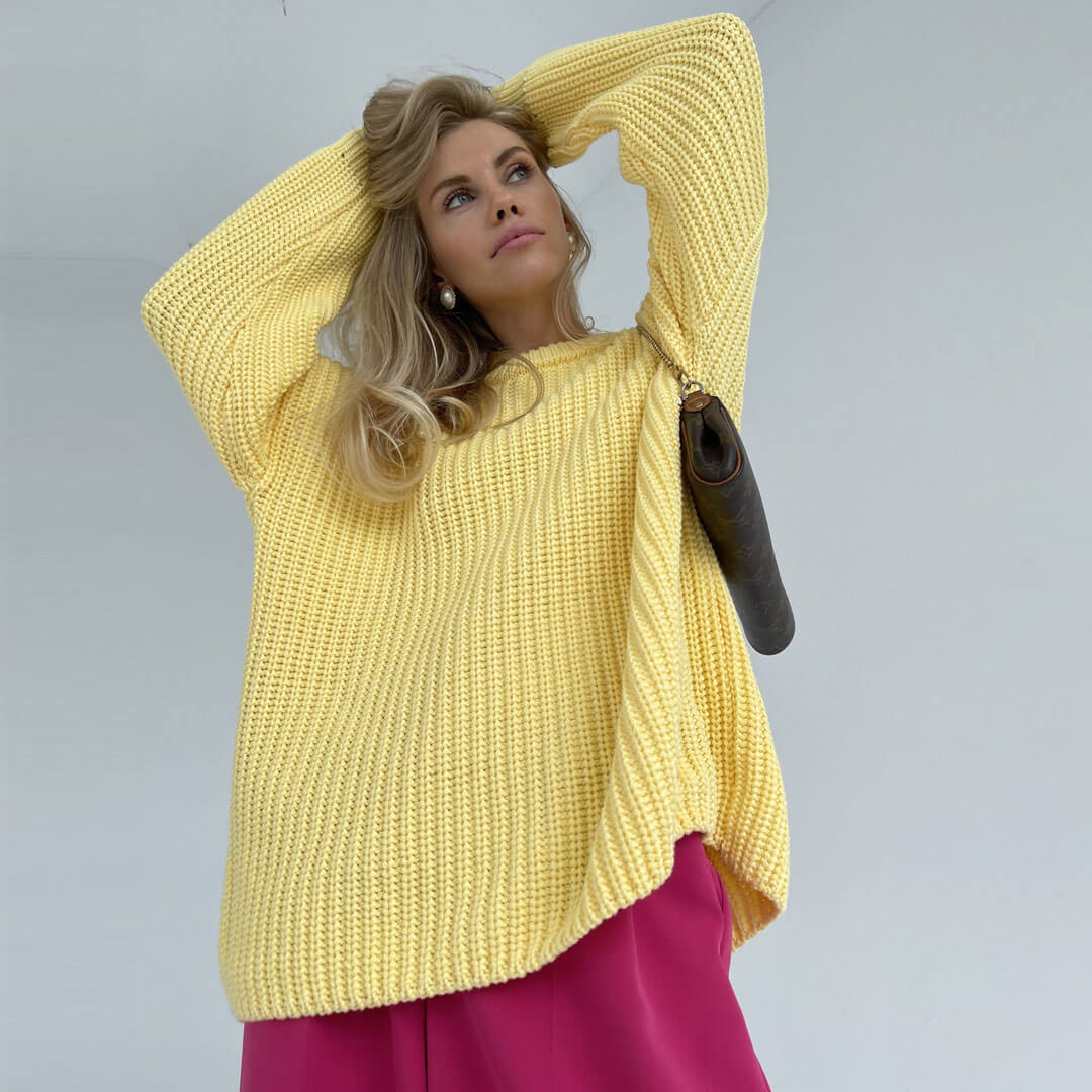 Candy Color Crewneck Trendy Pullover Sweater - Rose S / Yellow Sweaters