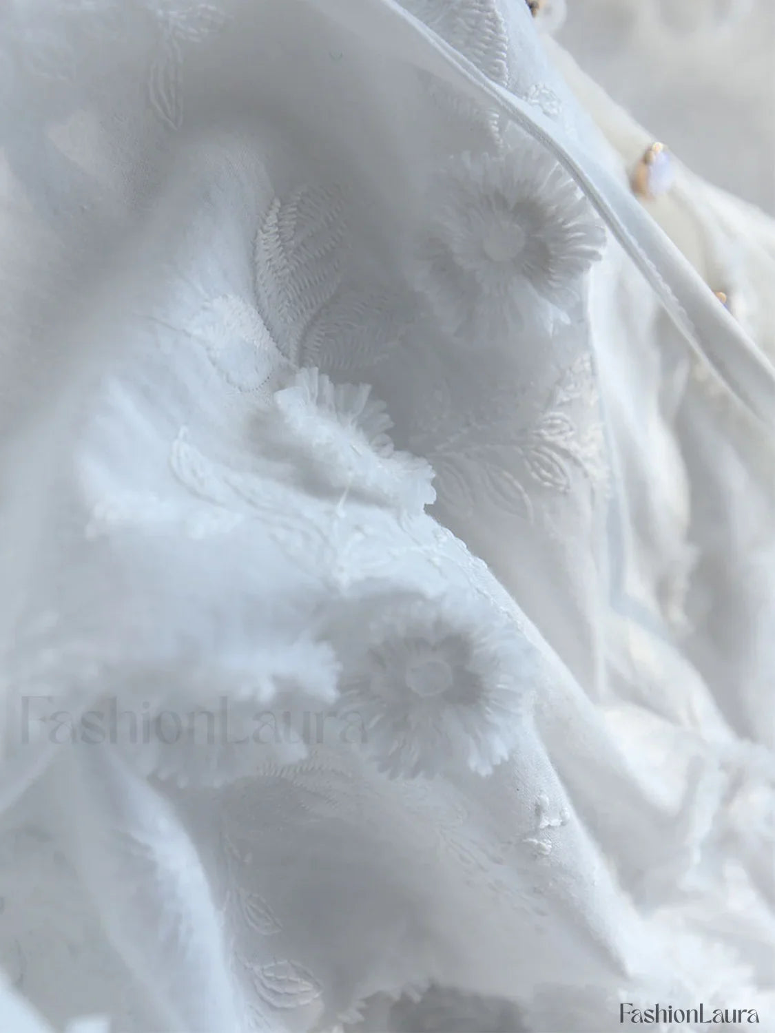 Oversized Semi-Sheer Embroidered Floral Blouse