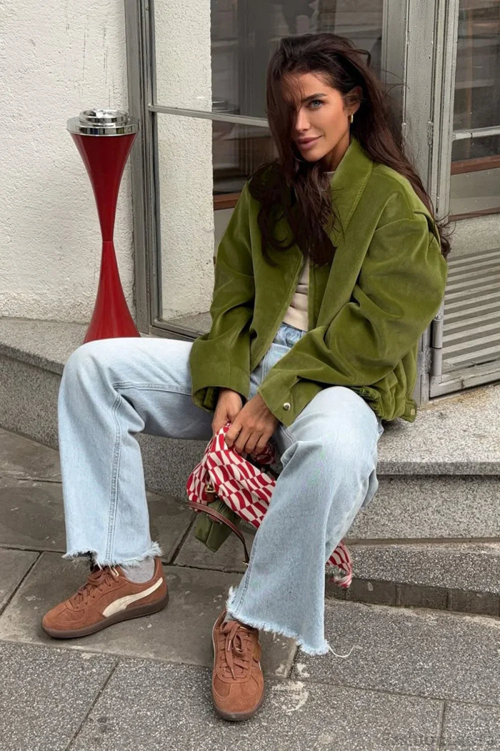 Oversized Velvet Baseball Style Jacket