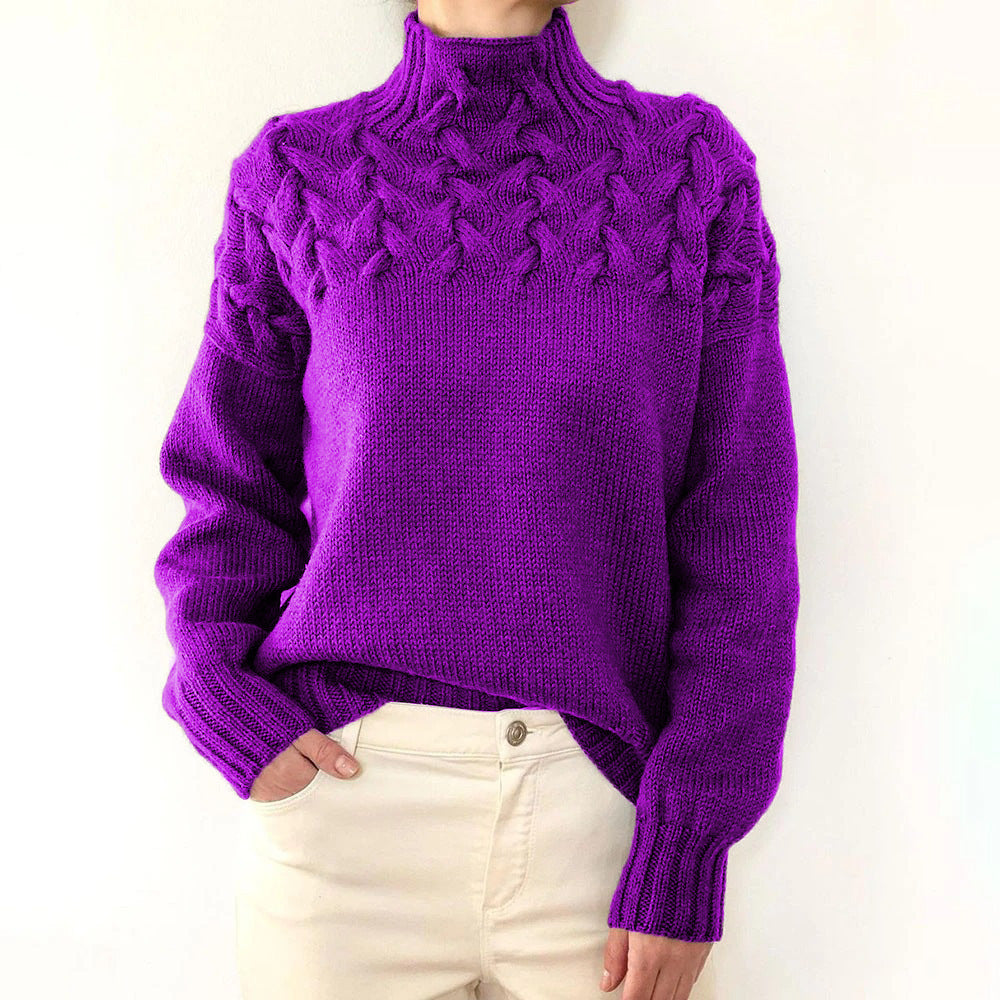 Turtleneck Cable Knit Long Sleeve Sweater