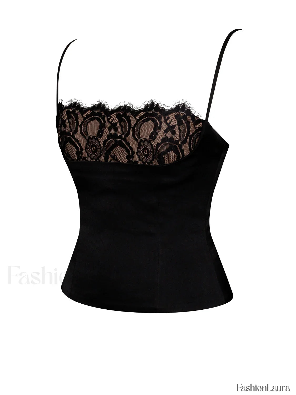 Padma Black Satin Charming Lace Bustier Corset Top