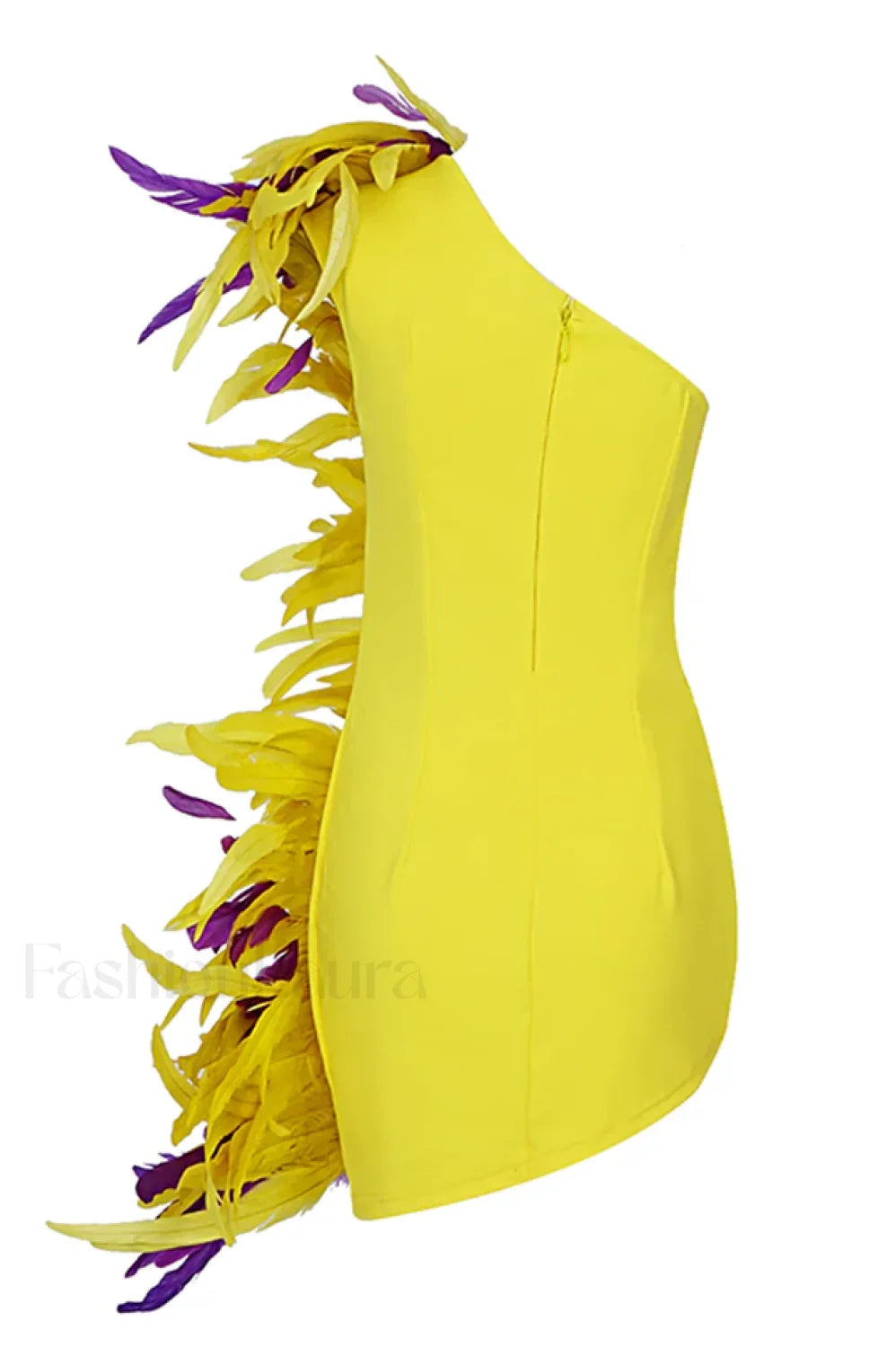 Paislee Asymmetric Stylish Feather Mini Dress