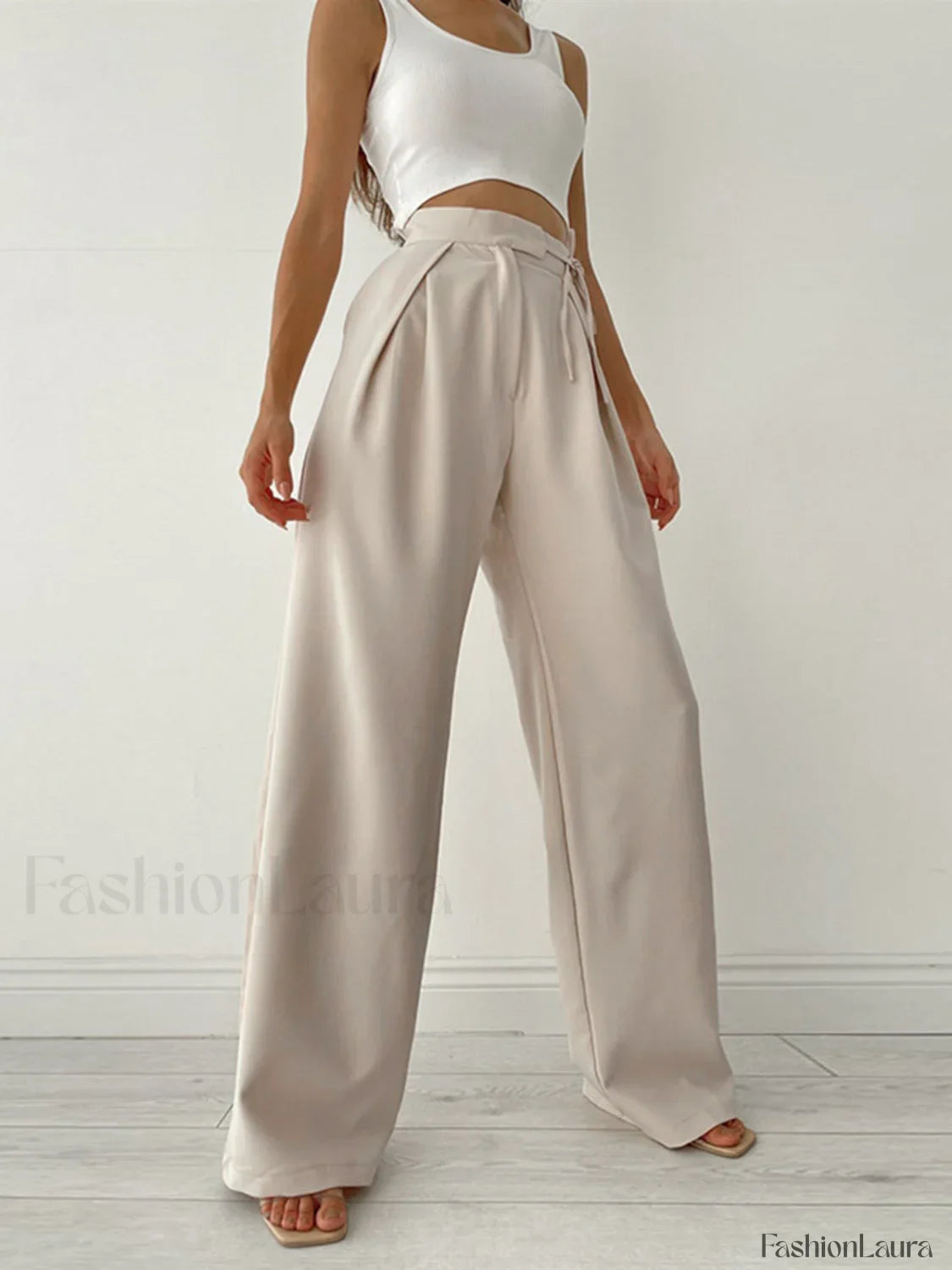 Palazzo Tied Wide Leg Dress Pants