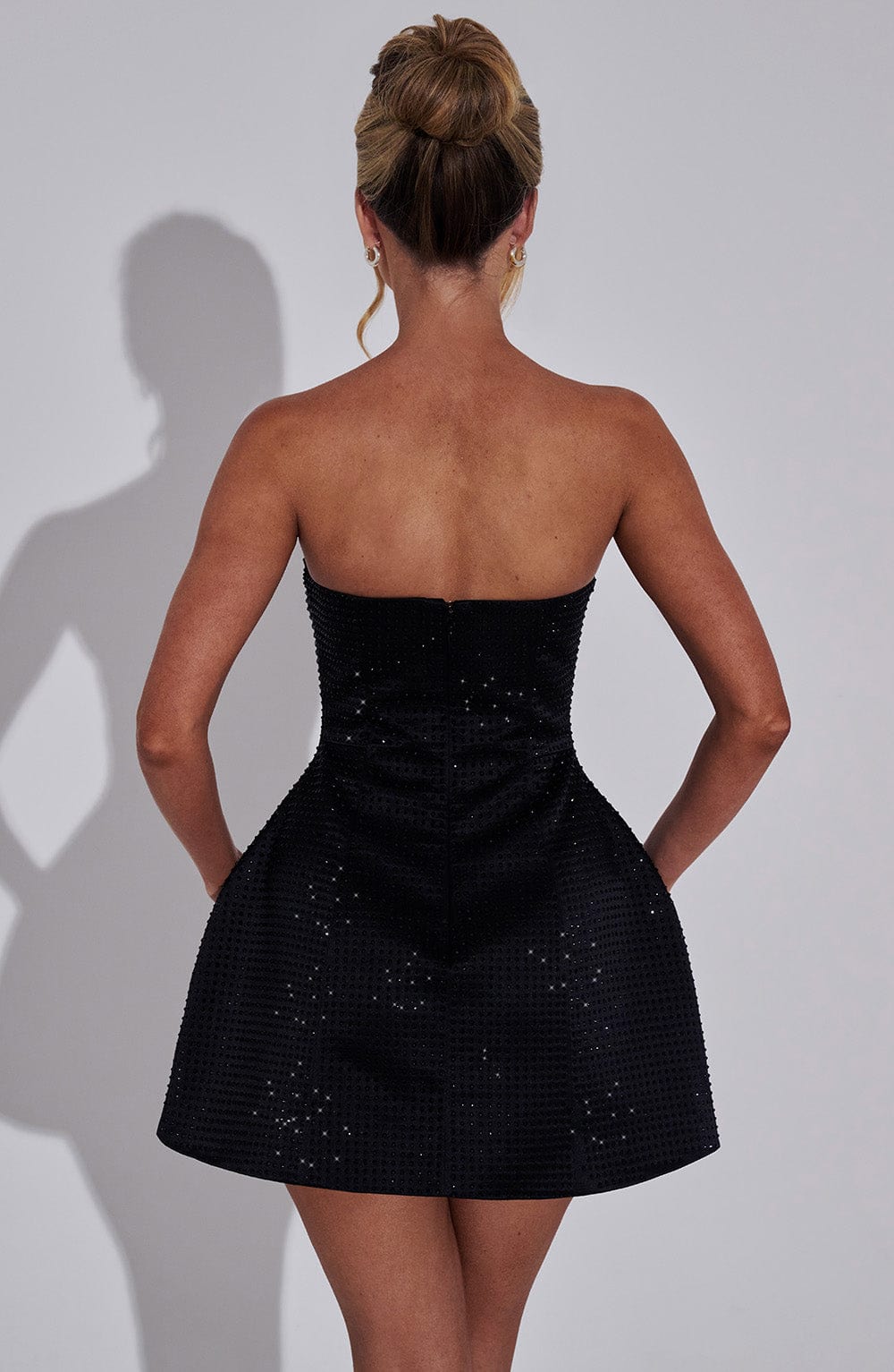 Rhinestone Embellished Strapless Puff Skirt Mini Dress 6