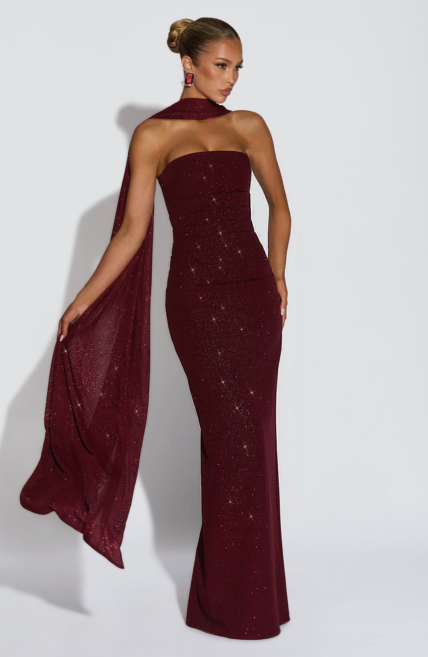Sparkle Strapless Ruched Maxi Gown 8