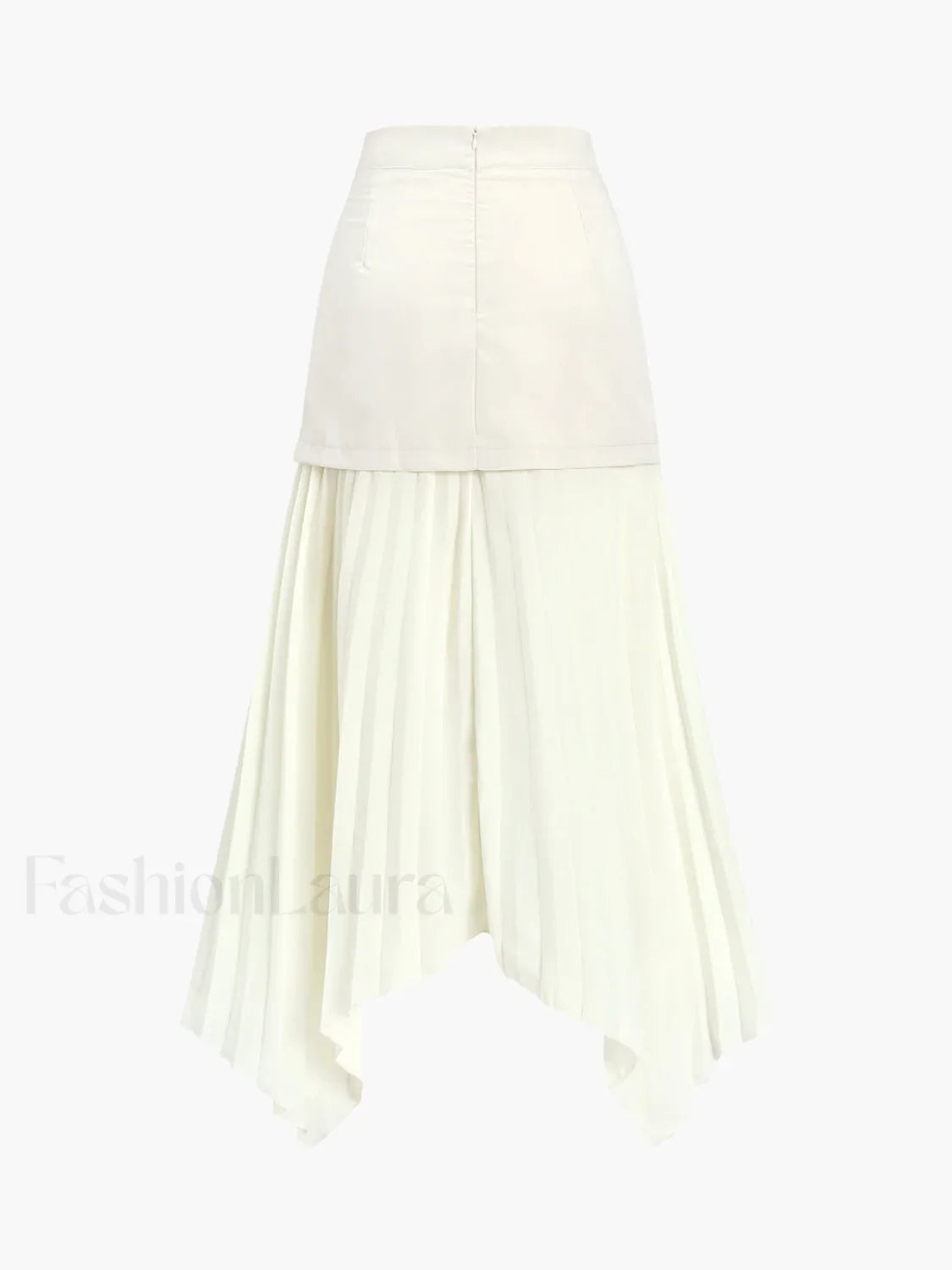 Patchwork Asymmetrical Pleated Trendy Buttoned Midi Skirt