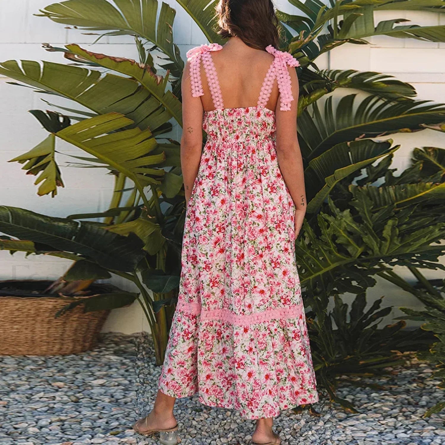 Patchwork Bow-Tie Floral Dress