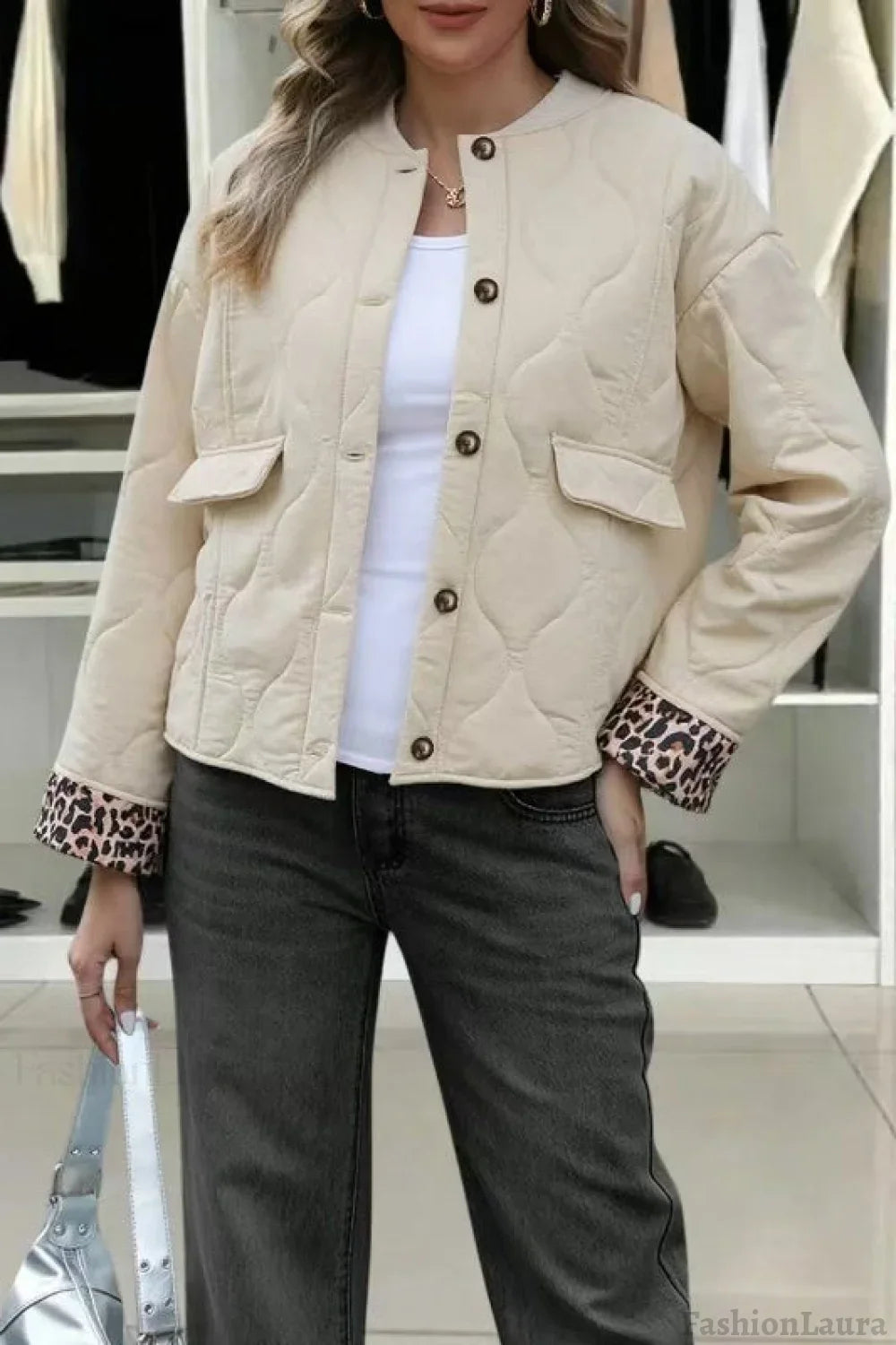 Patchwork Leopard Print Relaxed Jacket