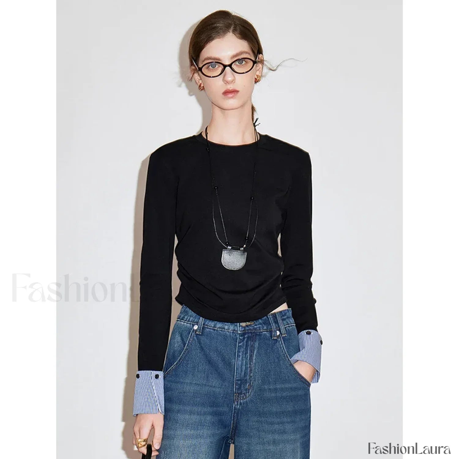 Patchwork Plaid Slim Fit Pullover T-Shirt