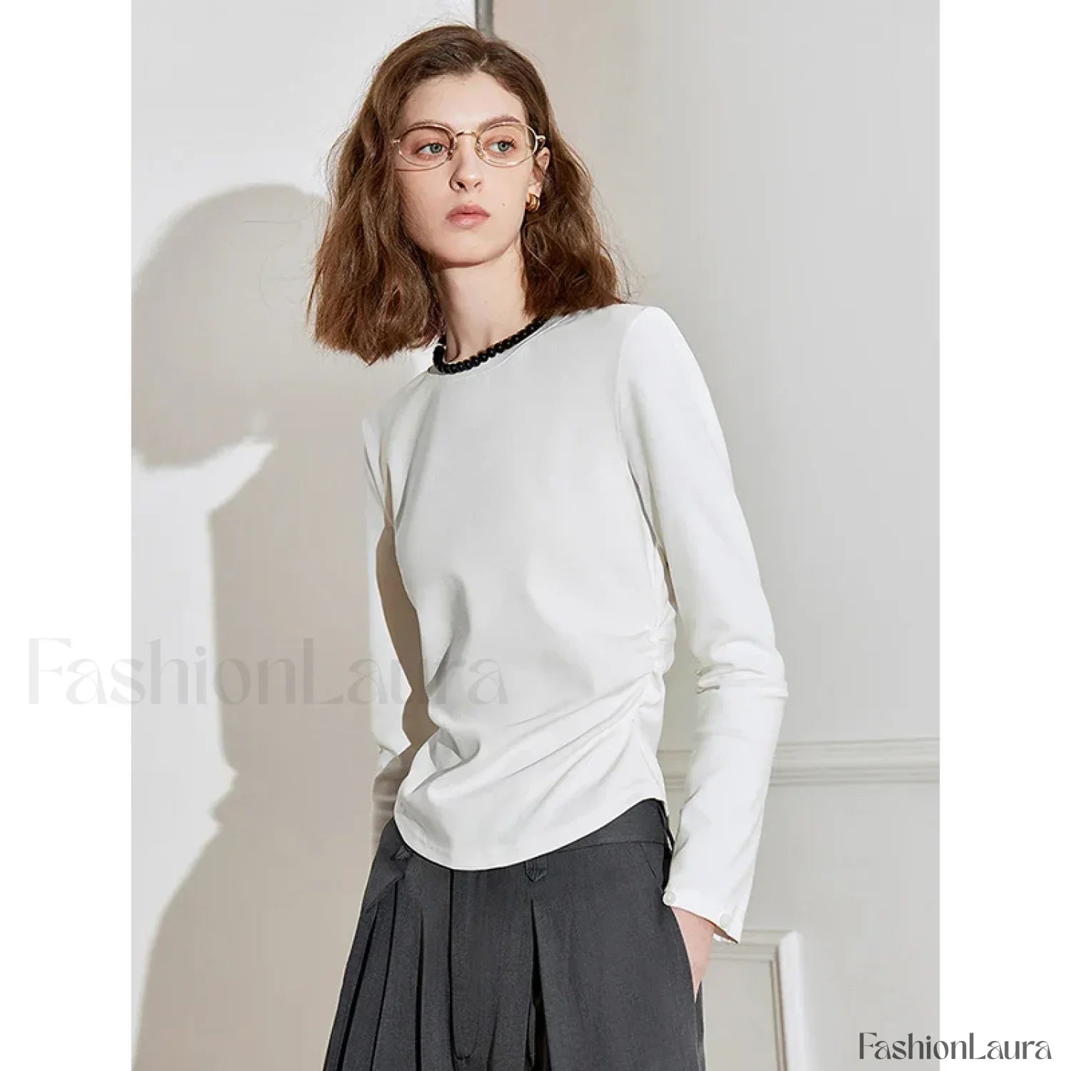 Patchwork Plaid Slim Fit Pullover T-Shirt