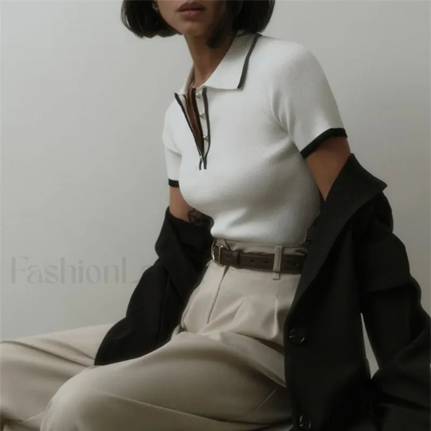 Patchwork Short Sleeve Knit Pullover T-Shirt