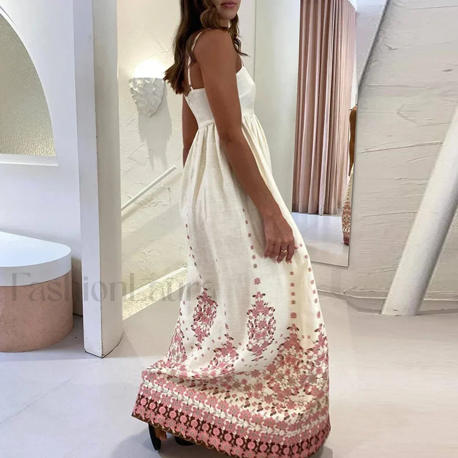 Patchwork Slash-Neck Boho Dress