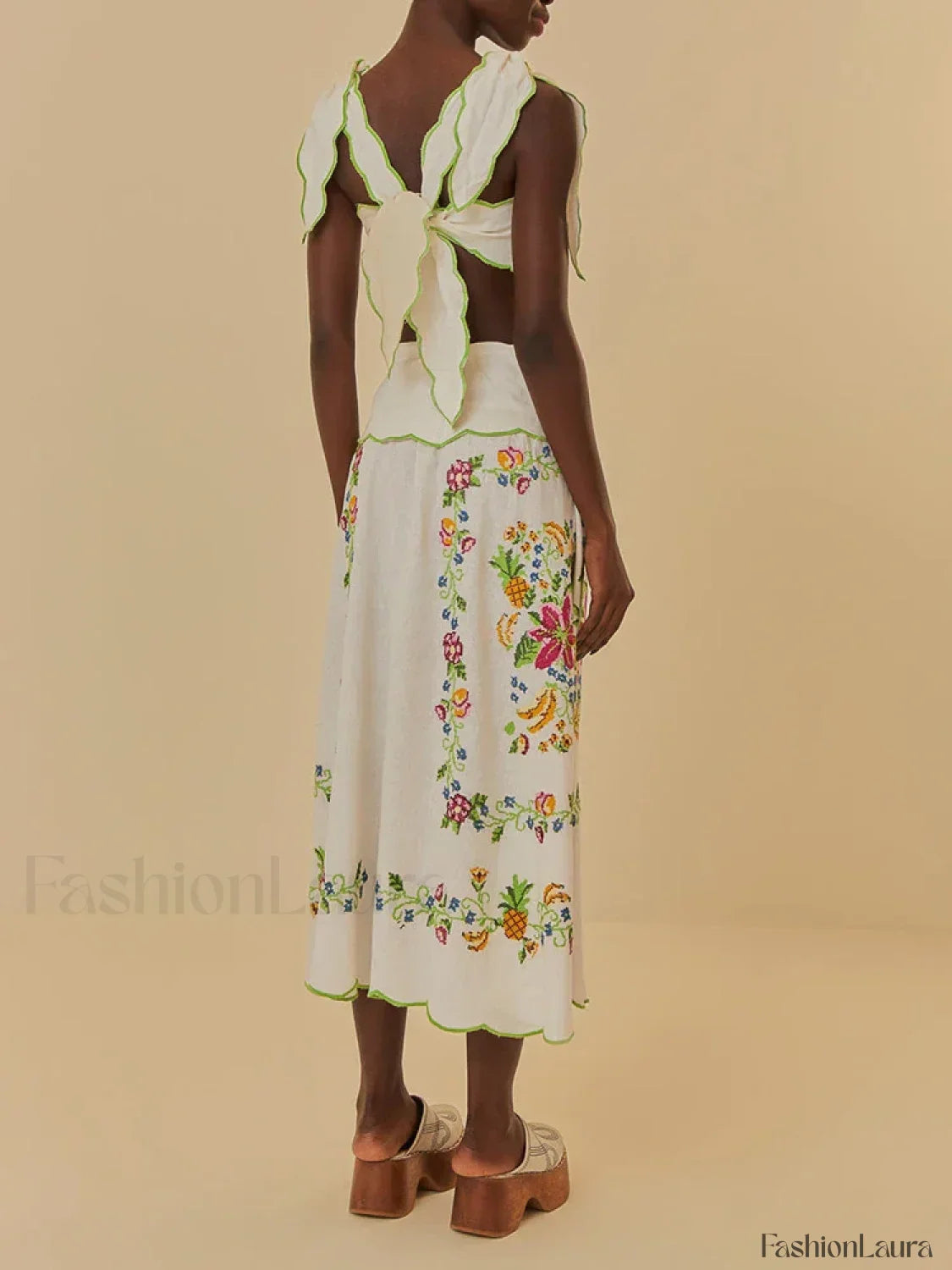 Patchwork Square-Collar Boho Dress