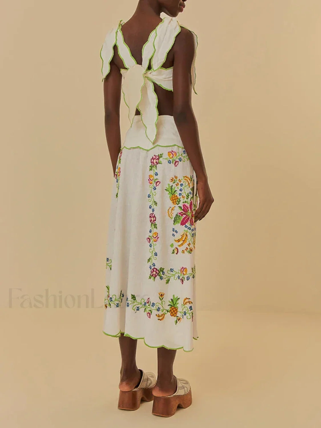 Patchwork Square-Collar Boho Dress