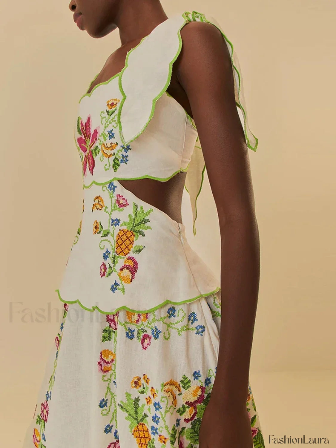 Patchwork Square-Collar Boho Dress