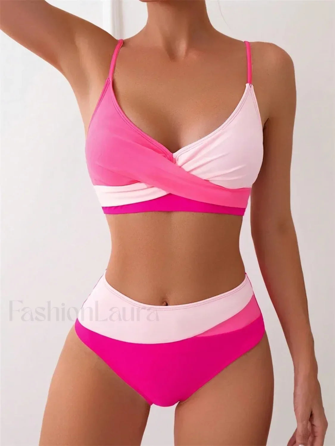 Patchwork String Bikini Set PINK1 / S