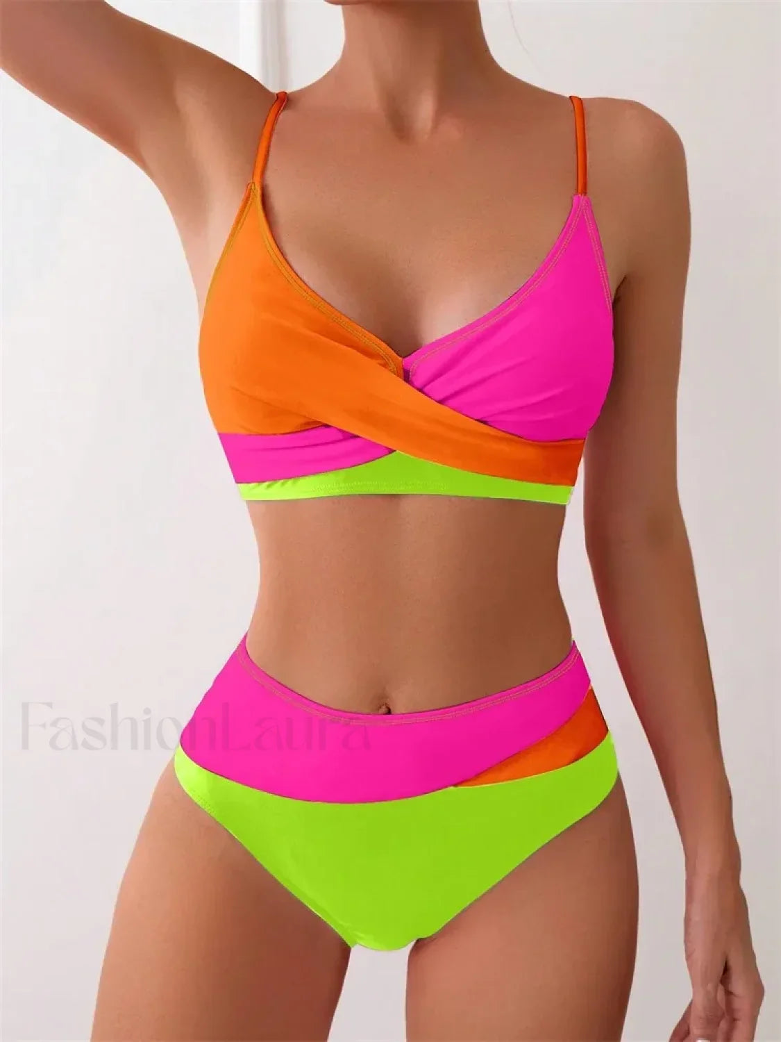 Patchwork String Bikini Set PINK2 / S