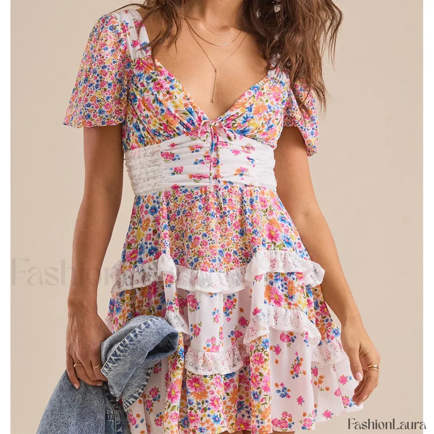 Patchwork Tiered Floral Dress