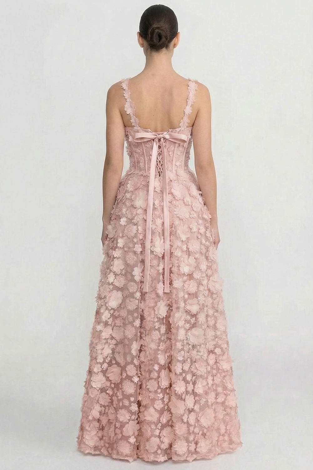 Floral Applique Sweetheart Neck Corset Bodice A-Line Maxi Dress 7