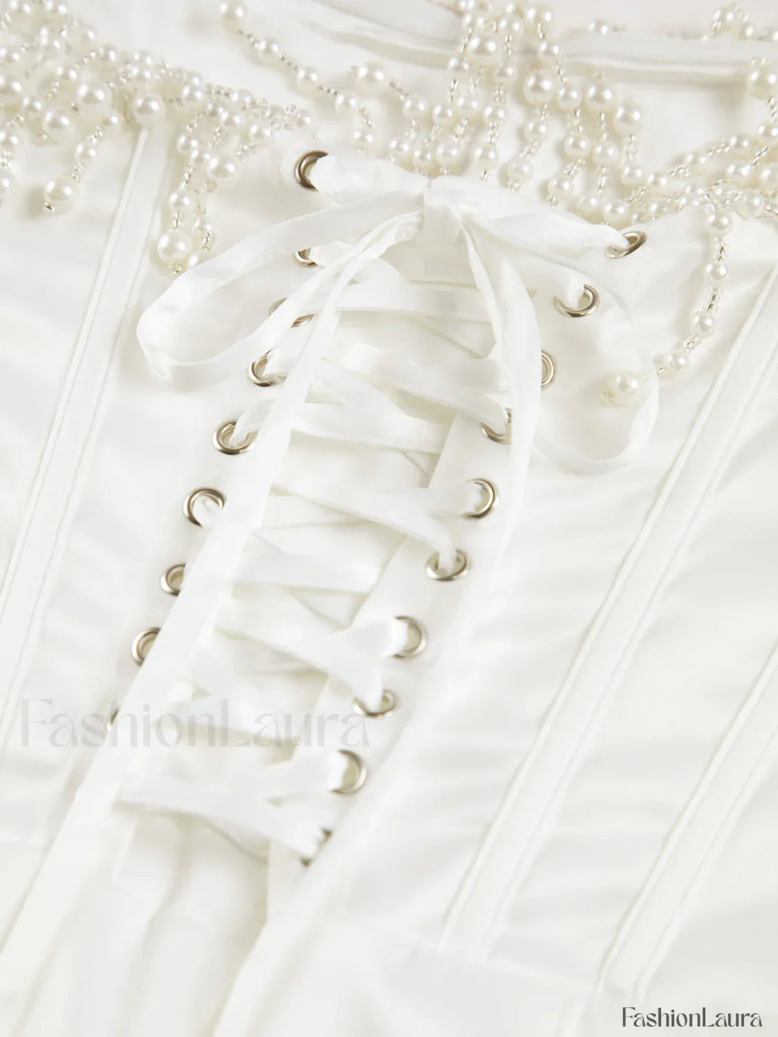 Pearl Decor Graceful Strapless Midi Dress