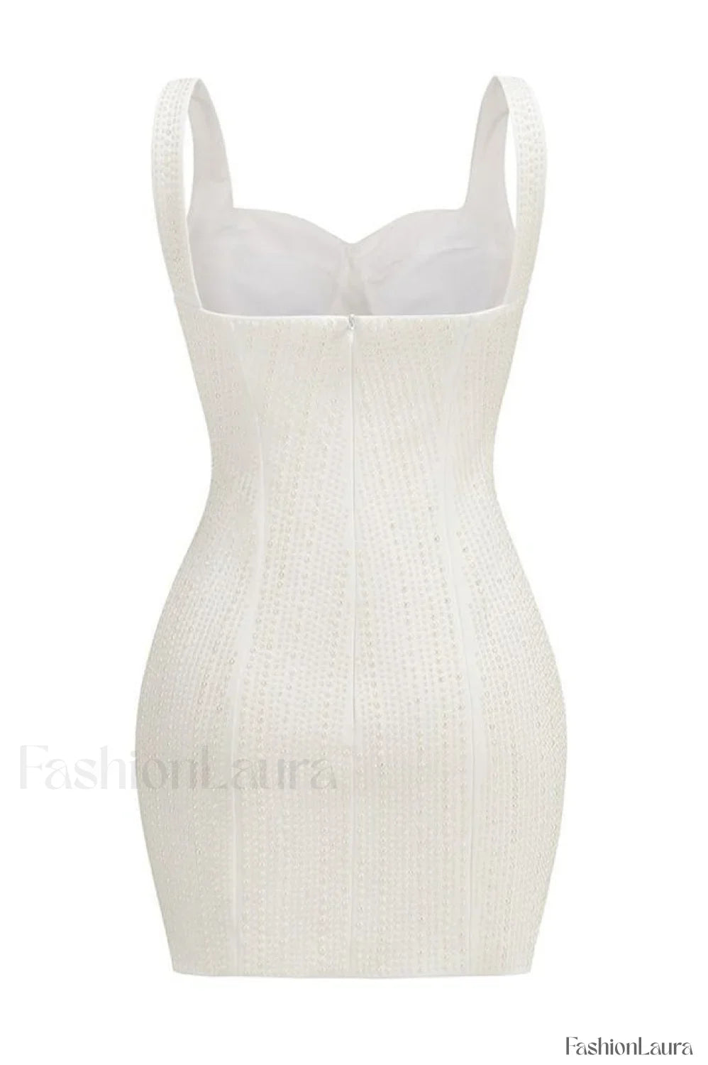 Pearl Studded Stylish White Mini Dress