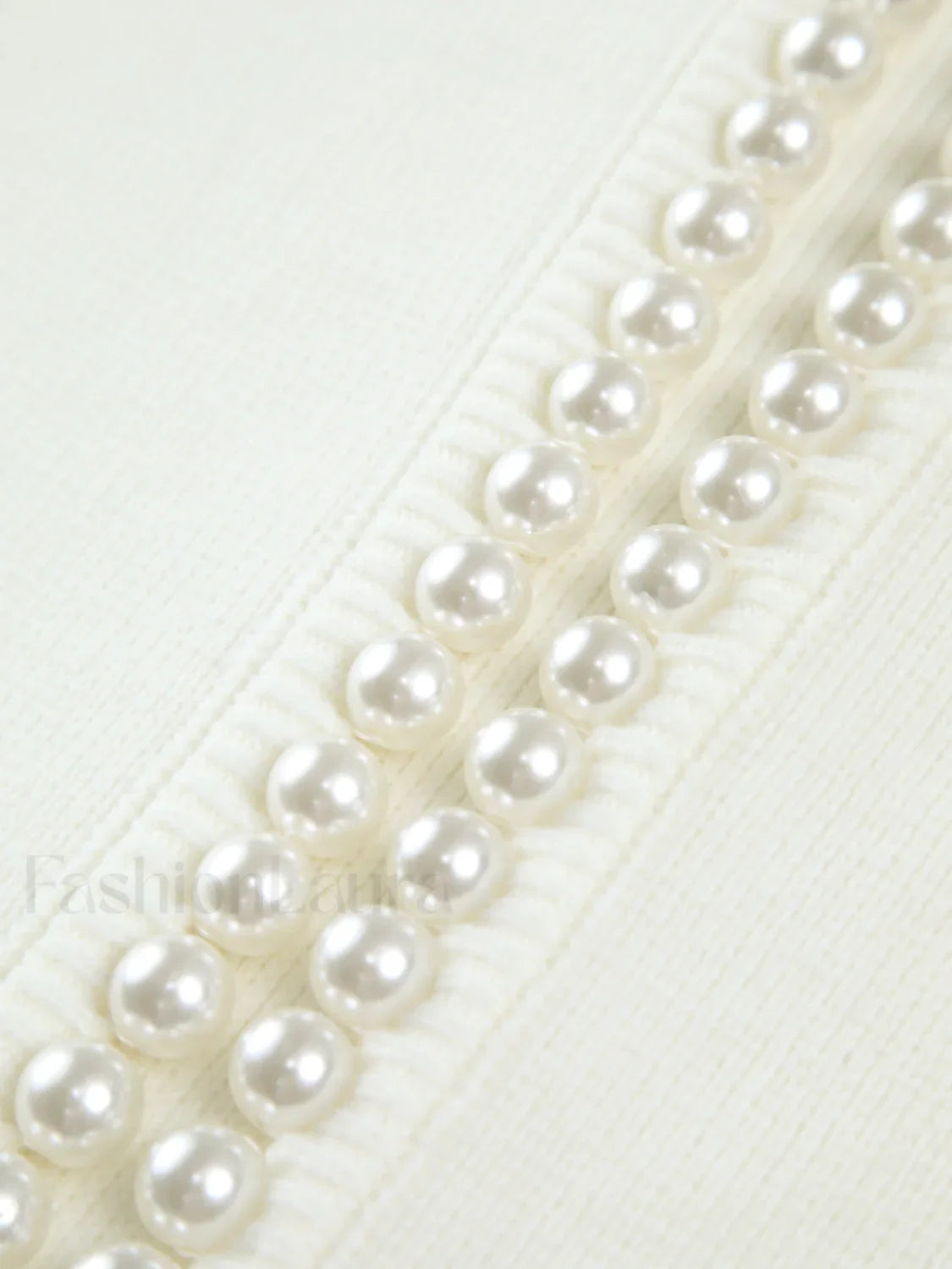 Pearl Trim Graceful Ripped Hem Cardigan