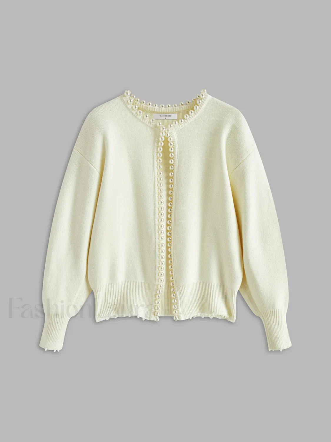 Pearl Trim Ripped Hem Cardigan