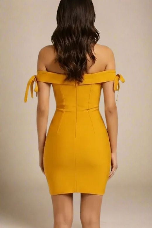Penelope Bandage Mini Dress - Mustard Yellow