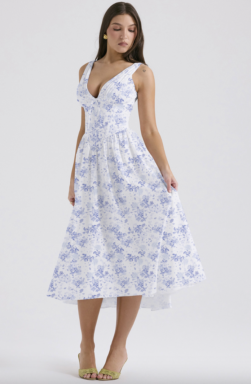 Angelica | Elegant Summer Dress Blue floral